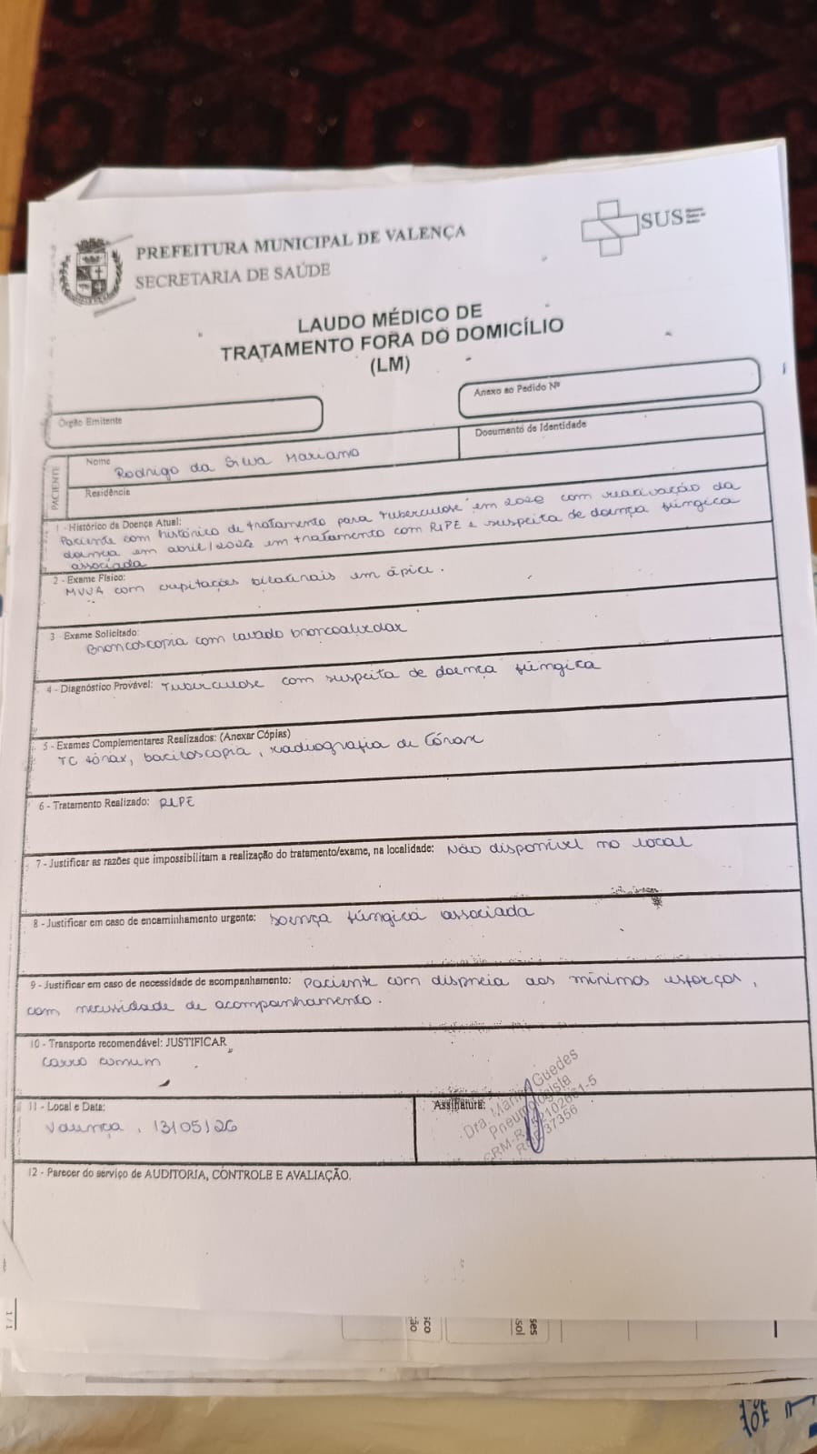 Laudo Médico Tratamento Fora Municipio