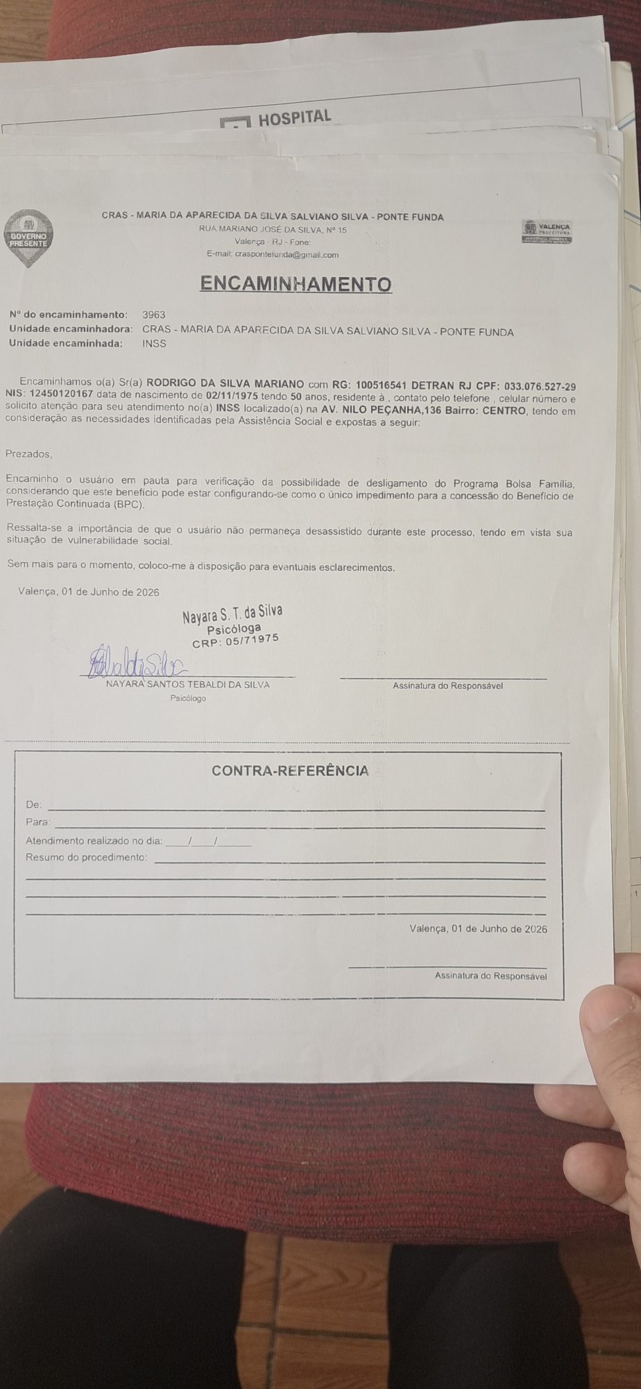 Encaminhamento novo RG